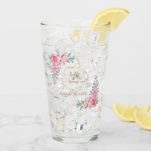 Floral Pink bruiloft Glas