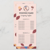 Floral Pink Business Menu Price List (Voorkant / Achterkant)