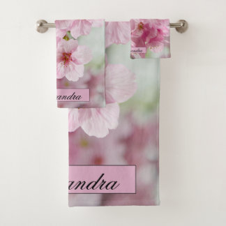 Floral Pink Cherry Blossom Fotografie Bad Handdoek