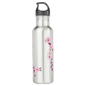 Floral Pink Cherry Blossom Waterfles (Achterkant)