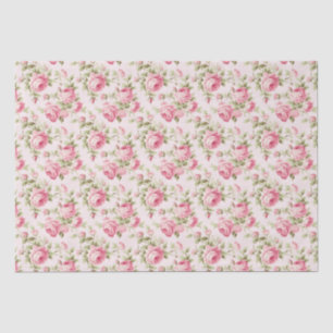 Floral Pink Cottage Rozen Pattern Tissuepapier