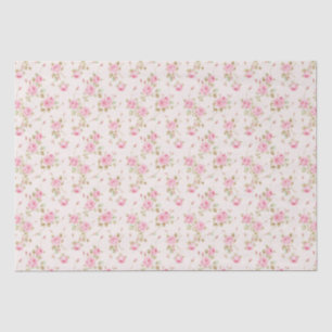 Floral Pink Cottage Rozen Pattern Tissuepapier