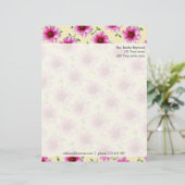 Floral Pink Dahlia Flowers Aangepast adres foto Persoonlijk Briefhoofd (Staand voorkant)