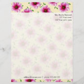 Floral Pink Dahlia Flowers Aangepast adres foto Persoonlijk Briefhoofd (Voorkant)