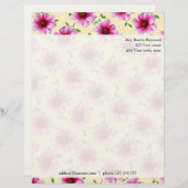 Floral Pink Dahlia Flowers Aangepast adres foto Persoonlijk Briefhoofd (Voorkant / Achterkant)