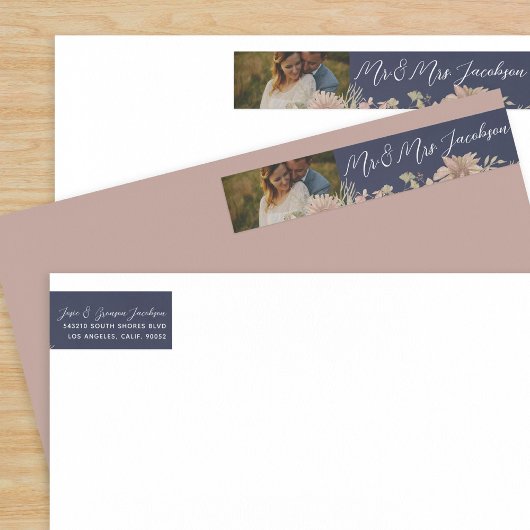  Floral Pink en Navy Blue Wedding