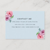 Floral Pink Flowers Blue Pastel Chic Visitekaartje (Achterkant)