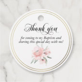 Floral Pink Girl Christening Baptism Dank je Bedankjes Labels (Achterkant)