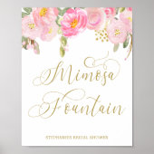 Floral Pink Gold Calligraphy Mimosa Poster (Voorkant)