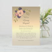 Floral Pink Gold Faire-part de mariage en ligne (Debout devant)
