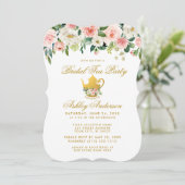 Floral Pink Gold Fête des mariées Invitation Tea P (Debout devant)