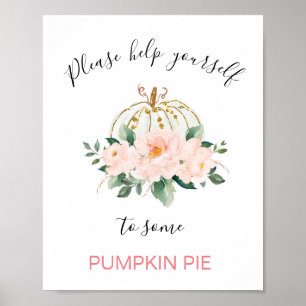 Floral Pink Gold Pumpkin Birthday Poster