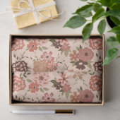 Floral Pink Green Flowers Pattern Tissuepapier (Geschenk)