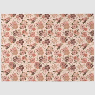 Floral Pink Green Flowers Pattern Tissuepapier