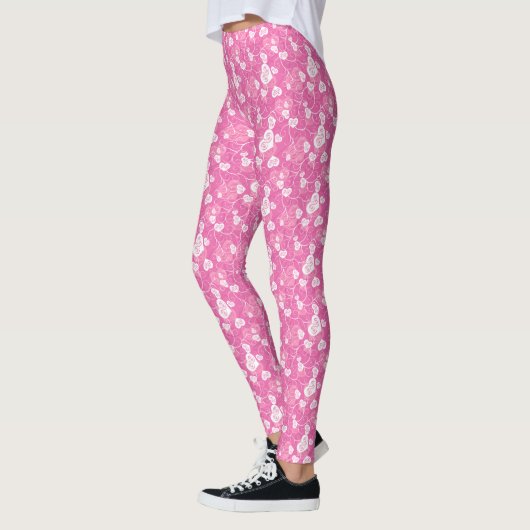 Floral Pink Heart Pattern Leggings (Links)