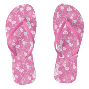 Floral Pink Heart Pattern Teenslippers