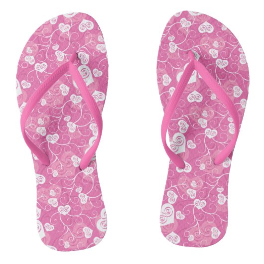 Floral Pink Heart Pattern Teenslippers (Voetbed)