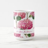 Floral Pink Hydrangea with Custom Name Koffiemok (Center)