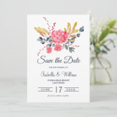 Floral Pink Hydrangeas Bouquet Save the Date (Staand voorkant)
