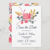 Floral Pink Hydrangeas Bouquet Save the Date (Voorkant / Achterkant)