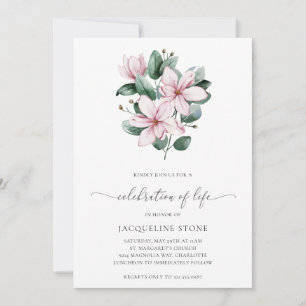 Floral Pink Magnolia Elegant Celebration of Life Kaart