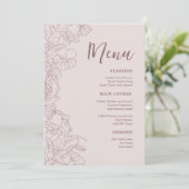 Floral Pink Mauve Diner Menu (Staand voorkant)