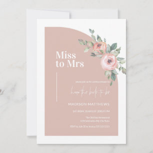 Floral Pink Minimal Arch Miss tegen Mrs. Vrijgezel Kaart