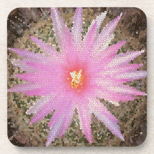 Floral Pink Mosaic Southwest Barrel Cactus Floral Drankjes Onderzetter