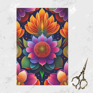Floral Pink Oranje Colorful Artwork Tissuepapier