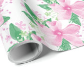 Floral Pink Orchid Pattern Cadeaupapier (Rol Hoek)