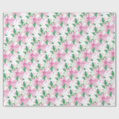Floral Pink Orchid Pattern Cadeaupapier (Vlak)