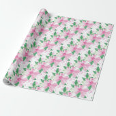 Floral Pink Orchid Pattern Cadeaupapier (Uitgerold)