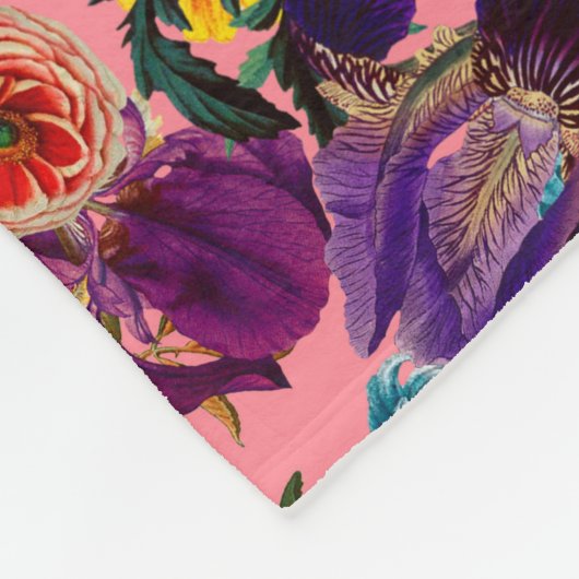 Floral Pink Pattern Fleece Deken (Hoek)