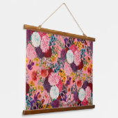 Floral Pink Pattern Hangend Wandkleed (Gebogen)