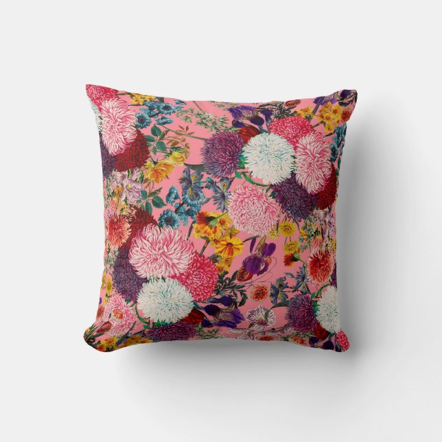 Floral Pink Pattern Kussen (Voorkant)