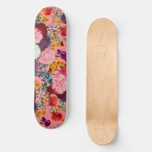 Floral Pink Pattern Skateboard (Voorkant)