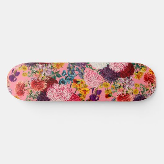Floral Pink Pattern Skateboard (Horizontaal)