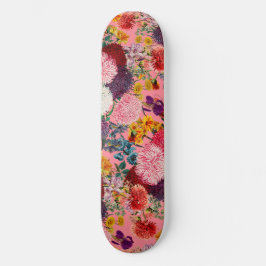 Floral Pink Pattern Skateboard