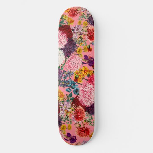 Floral Pink Pattern Skateboard (Voorkant)