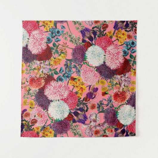 Floral Pink Pattern Wandkleed (Voorkant)