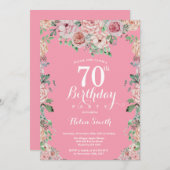 Floral Pink Peonies 70e anniversaire Invitation (Devant / Derrière)