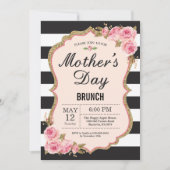 Floral Pink Peonies Moederdag Brunch Uitnodiging (Voorkant)