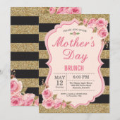 Floral Pink Peonies Mothers Day Brunch Invitation (Devant / Derrière)