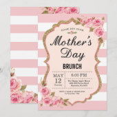 Floral Pink Peonies Mothers Day Brunch Invitation (Devant / Derrière)