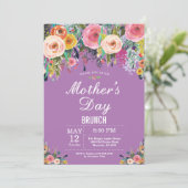 Floral Pink Peonies Mothers Day Brunch Invitation (Debout devant)