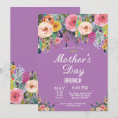 Floral Pink Peonies Mothers Day Brunch Invitation (Devant / Derrière)