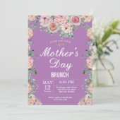 Floral Pink Peonies Mothers Day Brunch Invitation (Debout devant)