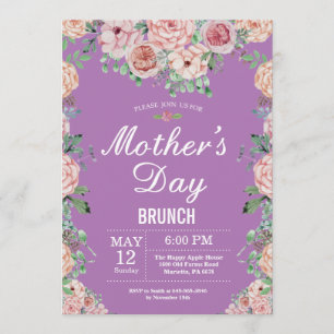 Floral Pink Peonies Mothers Day Brunch Invitation