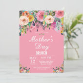 Floral Pink Peonies Mothers Day Brunch Invitation (Debout devant)