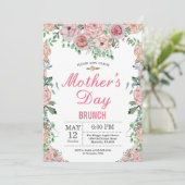 Floral Pink Peonies Mothers Day Brunch Invitation (Debout devant)